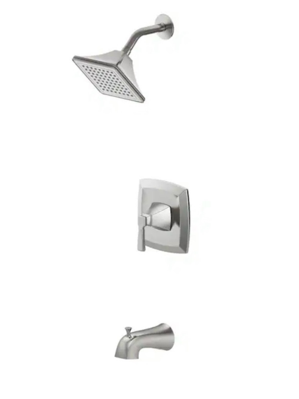 New Allen + Roth Chesler Brushed Nickel Square Rain Shower Head and Tub Faucet